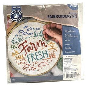 Artskills Embroidery Kit Farm Fresh 6 Inch Hoop Thread Fabric New